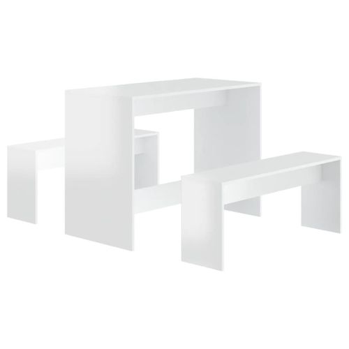 Vidaxl Ensembles De Salle À Manger 3 Pcs Blanc Brillant Aggloméré