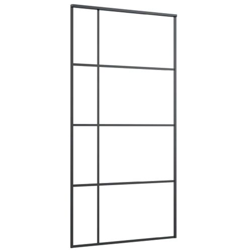vidaXL Porte coulissante Verre ESG dépoli aluminium 102,5x205 cm Noir
