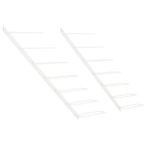Vidaxl Casier À Vin Mural Pour 7 Bouteilles 2 Pcs Blanc Métal