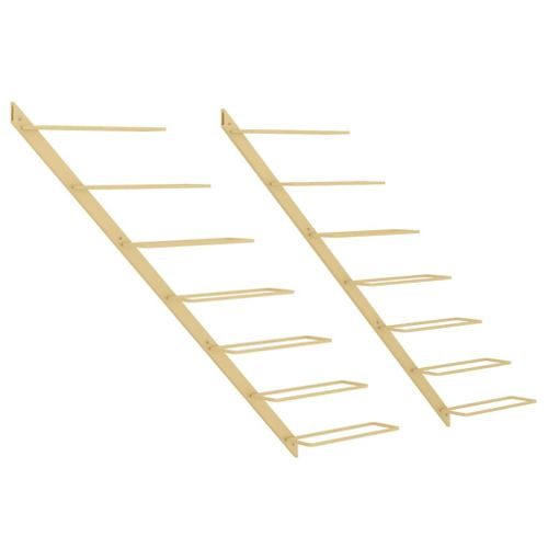 Vidaxl Casier À Vin Mural Pour 7 Bouteilles 2 Pcs Doré Métal