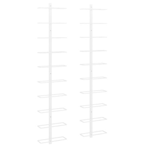 Vidaxl Casier À Vin Mural Pour 10 Bouteilles 2 Pcs Blanc Métal