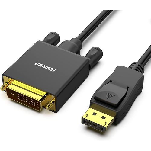 Câble DisplayPort vers DVI, 1.8M DP vers DVI-D Single Link mâle à mâle cordon plaqué or pour Lenovo, Dell, HP, ASUS et autres marques