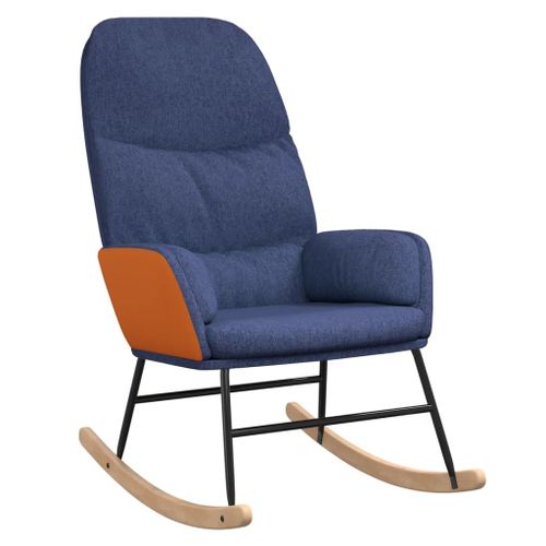 Vidaxl Chaise À Bascule Bleu Tissu
