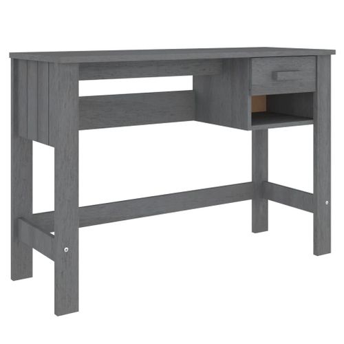 Vidaxl Bureau Hamar Gris Foncé 110x40x75 Cm Bois Massif De Pin