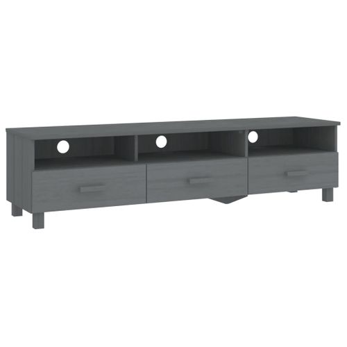 Vidaxl Meuble Tv Hamar Gris Foncé 158x40x40 Cm Bois Massif De Pin