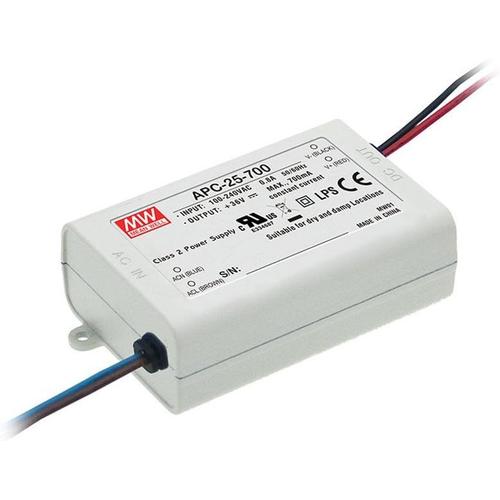 Mean Well Alimentation Électrique De Commutation, Convertisseur Pour Lumière De Bande Flexible Led, Transformateur, Ac 110 / 220v Dc 25w 15-50v350ma (Apc-25-500)