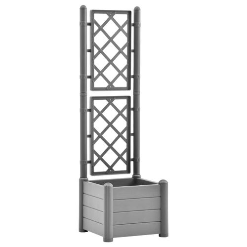 Vidaxl Jardinière Avec Treillis 43x43x142 Cm Pp Gris Pierre