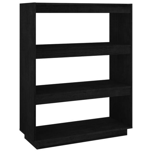 Vidaxl Bibliothèque/Séparateur De Pièce Noir 80x35x103 Cm Pin Massif