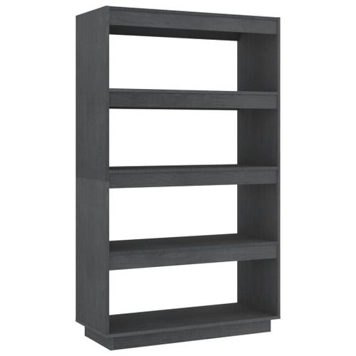 Vidaxl Bibliothèque/Séparateur De Pièce Gris 80x35x135 Cm Pin Massif