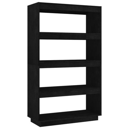 Vidaxl Bibliothèque/Séparateur De Pièce Noir 80x35x135 Cm Pin Massif