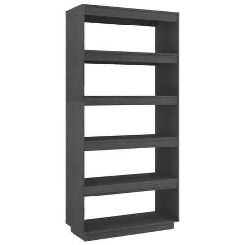 Vidaxl Bibliothèque/Séparateur De Pièce Gris 80x35x167 Cm Pin Massif