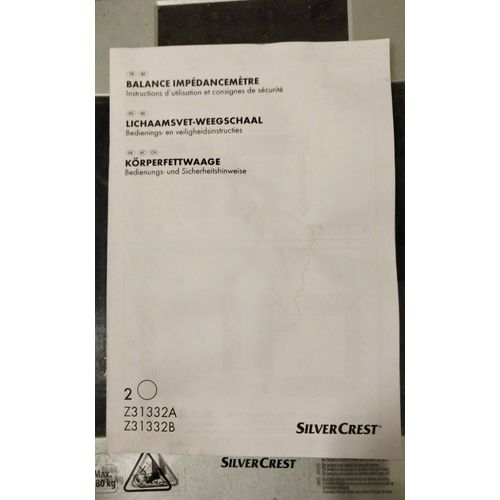 Vends Pèse Personne Silvercrest Z31332,Cause Séparation,Donc Plus Utilité.Vendu Avec Notice.