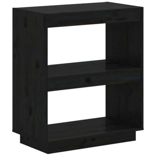 Vidaxl Bibliothèque Noir 60x35x71 Cm Bois De Pin Massif
