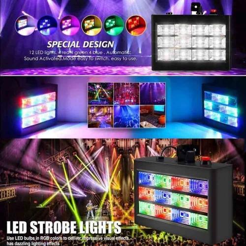 Stroboscope Rgb Lampe De Scène 12 Led (Auto/Sound) Strobe Modes Jeux De Lumière Disco Spot Projecteur Effet Dj Éclairage A Ens02788