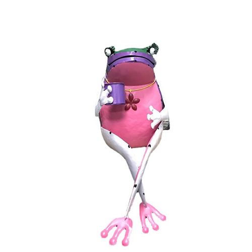 Ornement de grenouille à pattes croisées en fer, statue de grenouille colorée intéressante décoration de jardin de statue de crapaud (grand - violet)