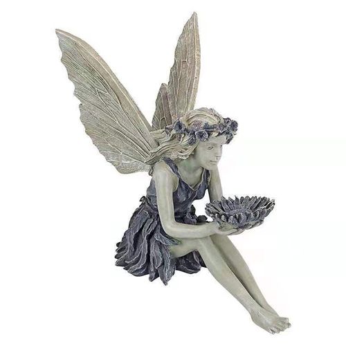 Décoration de jardin fée magique assise, figurines de jardin elfes assis, statue de fée assise Tudor et Turek, artisanat en résine, décoration de jardin