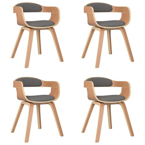 Vidaxl Chaises De Salle À Manger 4 Pcs Gris Clair Bois Courbé Et Tissu