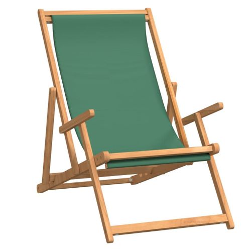 Vidaxl Chaise De Plage Pliable Bois De Teck Solide Vert