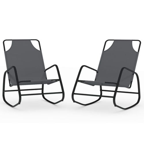 Vidaxl Chaises Longues À Bascule 2 Pcs Gris Acier Et Textilène