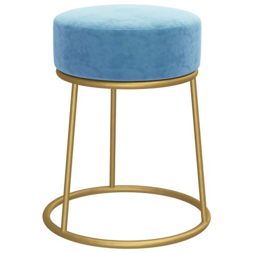 Vidaxl Tabouret Rond Bleu Clair Velours