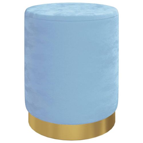 Vidaxl Tabouret De Rangement Rond Bleu Clair Velours