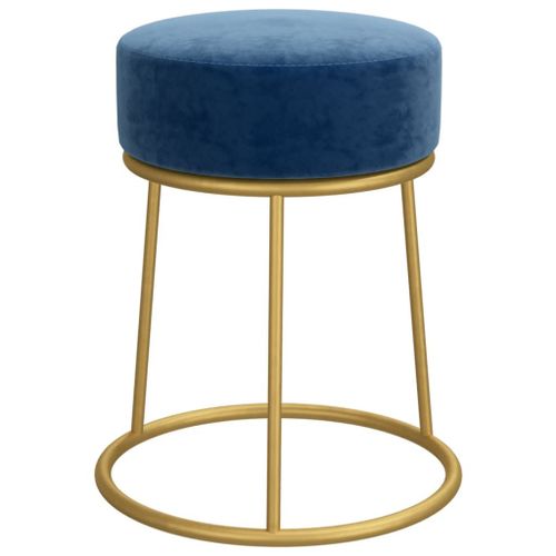 Vidaxl Tabouret Rond Bleu Velours