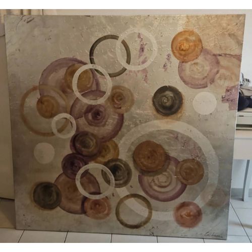 Véritable grand tableau sur toile. Taille 1M50 × 1M50. Toile sur support bois.
