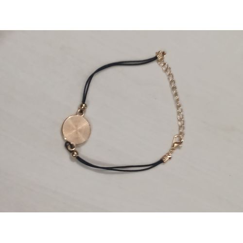 Bracelet Liens Noirs Et Pièce Dorée