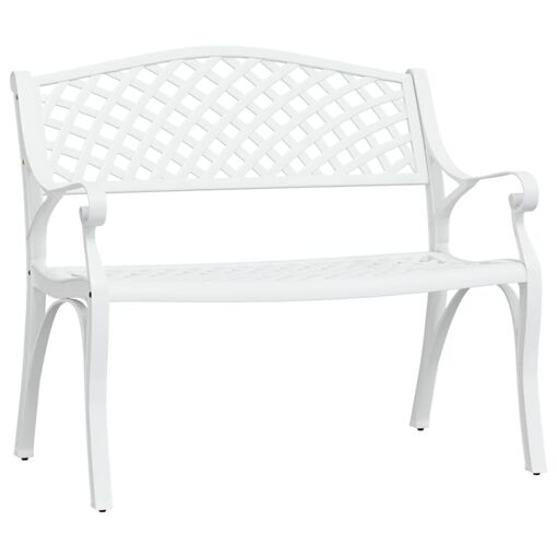 Vidaxl Banc De Jardin 102 Cm Aluminium Coulé Blanc