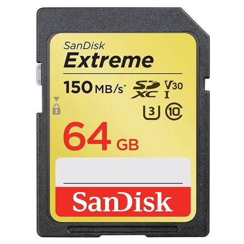 SanDisk Extreme - Carte mémoire flash - 64 Go - Video Class V30 / UHS-I U3 / Class10 - SDXC UHS-I