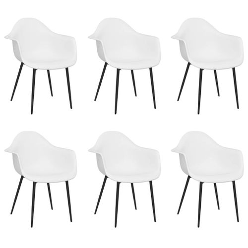 Vidaxl Chaises De Salle À Manger 6 Pcs Blanc Pp