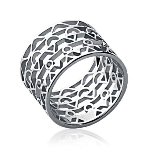 Bague Jonc Tube Dentelle Femme - Argent Massif 925/000 Rhodié