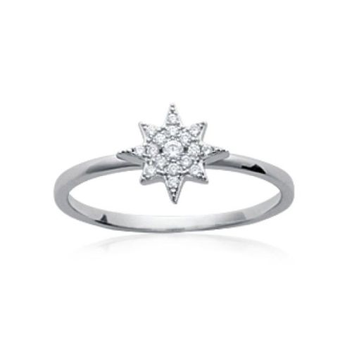 Bague Soleil Serti Femme - Argent Massif 925/1000 Rhodié - Oxyde De Zirconium