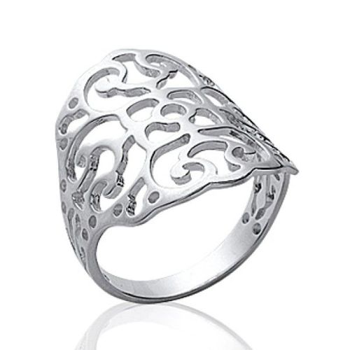 Bague Dentelle Femme - Argent 925 Massif Rhodié - Filigrane Large Arabesques