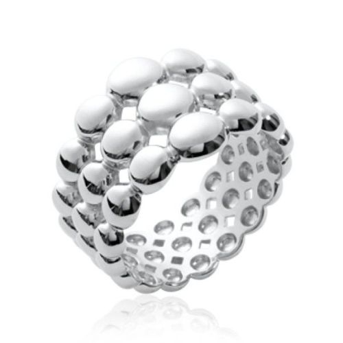 Bague Troix Anneaux Boules Femme - Argent 925/1000 Massif Rhodié