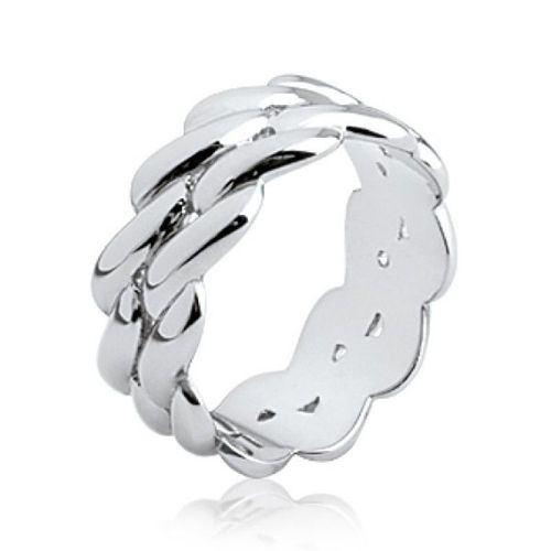 Bague Deux Tresses Femme - Argent Massif 925/1000 Rhodié