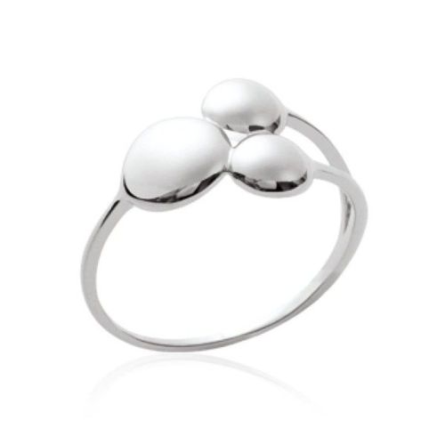Bague Boules Plates Femme - Argent 925/000 Massif Rhodié
