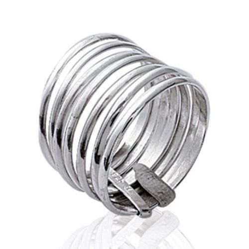 Bague Longue Femme - Argent Massif 925 - Tube Multi Anneaux
