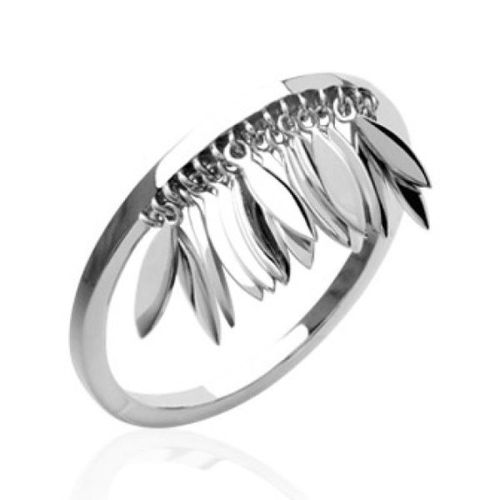 Bague Fantaisie Femme - Argent 925 Massif Rhodié - Multiples Feuilles Pendantes