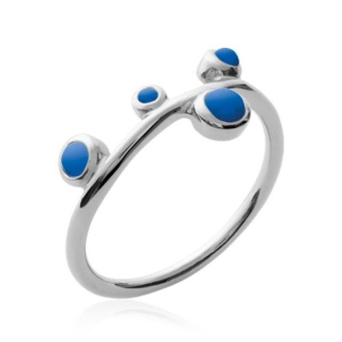 Bague Sertie Femme - Argent Massif 925 Rhodié - Pierres Bleu Foncé