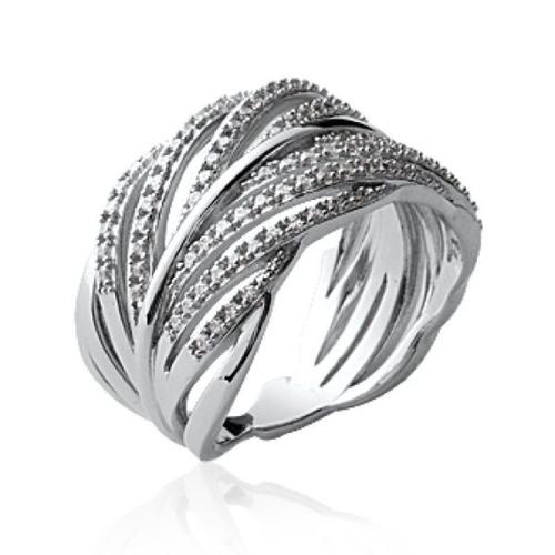 Grosse Bague Sertie Femme - Argent Massif 925/000 Rhodié - Zircons