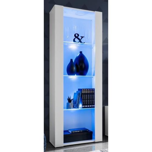 Vitrine Armoire Komodee Tivoli - Led Bleues - Blanc - 55 X 159 X 35 Cm