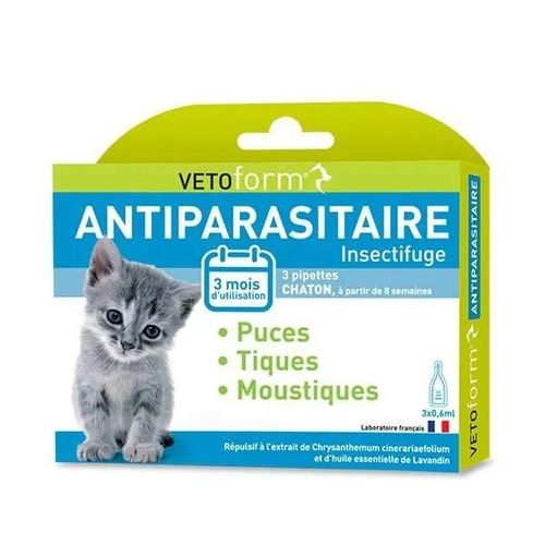Vetoform Antiparasitaire Chaton (3 Pipettes De 0,6 Ml)