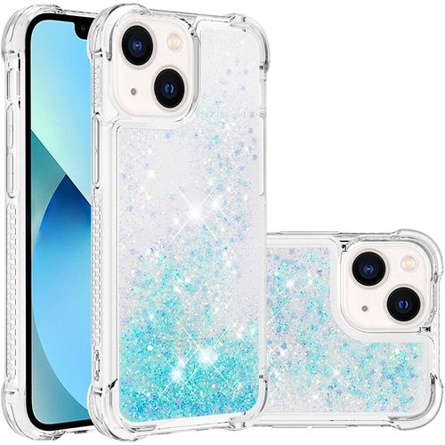 Coque Pour Apple Iphone 13 Mini, Coin Airbag Antichute Paillettes Sables Mouvants Coque Tpu Bumper Sparkle Case Compatible Avec Apple Iphone 13 Mini. Ybw Star Blue