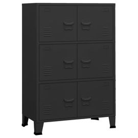 Vidaxl Coffre De Rangement Industriel Noir 75x40x115 Cm Métal