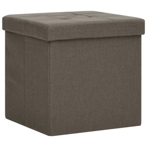 Vidaxl Tabouret De Rangement Pliable Marron Faux Lin
