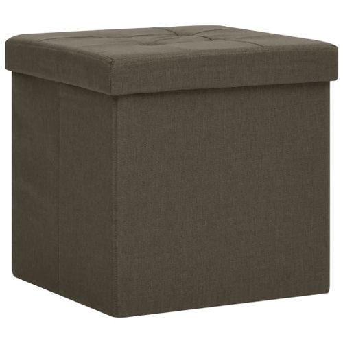 Vidaxl Tabouret De Rangement Pliable Marron Foncé Faux Lin