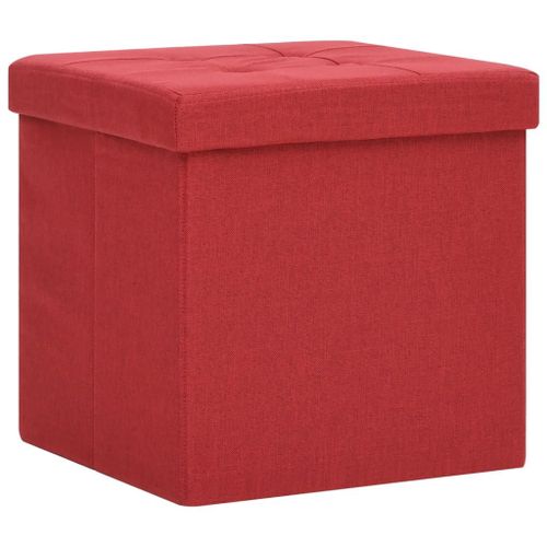 Vidaxl Tabouret De Rangement Pliable Rouge Bordeaux Faux Lin