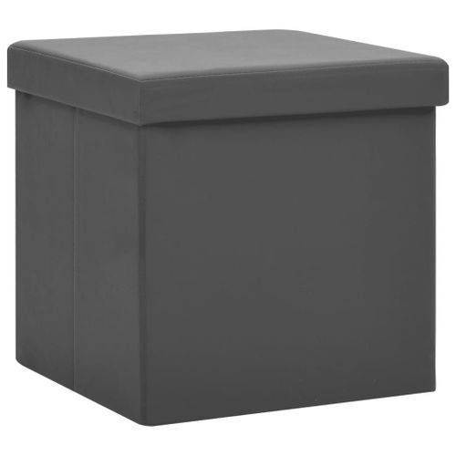 Vidaxl Tabouret De Rangement Pliable Gris Pvc