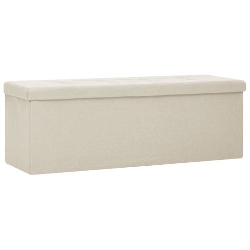 Vidaxl Banc De Rangement Pliable Blanc Crème Faux Lin